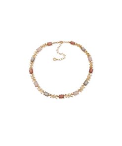 Oval Criss Cross Necklace - Pink Multi