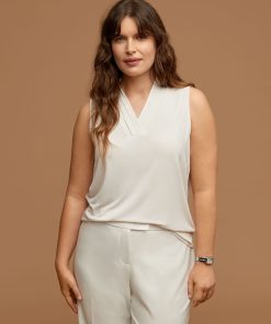 Plus Size Triple Pleat Neck Sleeveless Top