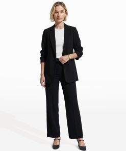 Scrunch Sleeve Unlined Open Front Jacket