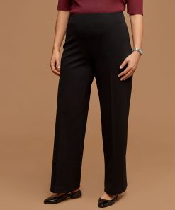 Plus Size Compression Pull-On Wide Leg Trousers