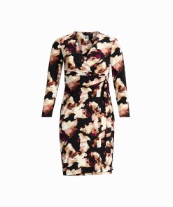 Long Sleeve Faux Wrap Dress