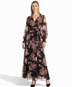 Bell Cuff Faux Wrap Dress