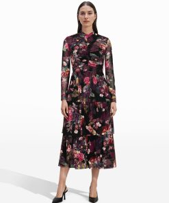 Mock Neck Tiered Dress