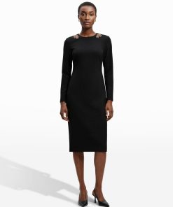 Strong Shoulder Midi Dress