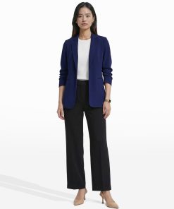 Open Front Scrunch Sleeve Blazer