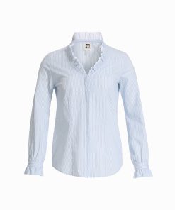 Long Sleeve Ruffle Button-Front and Cuff Shirt
