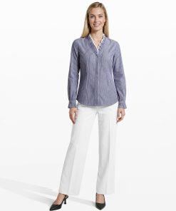 Long Sleeve Ruffle Button-Front and Cuff Shirt