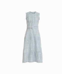 Fringed Midi length Dress with Center Front Seam