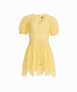 Puff Sleeve Seam Short Dress