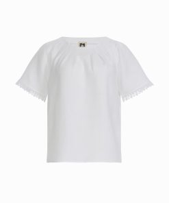 Pleated Neck Raglan Short Sleeve Blouse