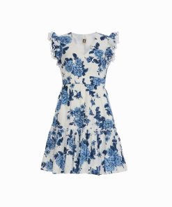 V-Neck Ruffle detail Sleeve Mini length Dress