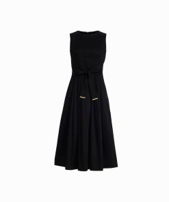 Paneled Bodice Jewel Neck Midi length Dress