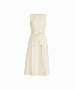 Paneled Bodice Jewel Neck Midi length Dress