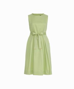 Plus Size Paneled Bodice Jewel Neck Midi length Dress