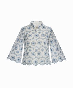 Button Front Shirt with Scallop Hem