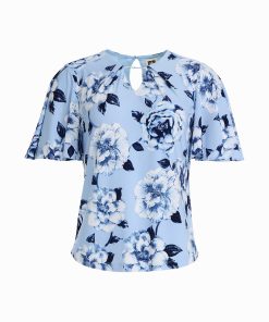 Petite Plunge Neck Bell Sleeve Top