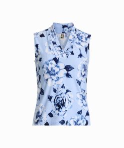 Petite Triple Pleat V-Neck Sleeveless Knit Top