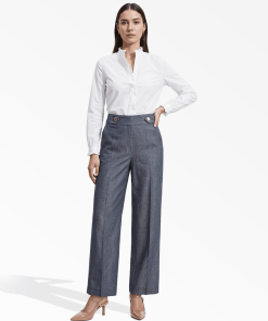 High-Rise Pull-On Wide Leg Pants Waistband Detail