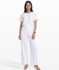 High-Rise Pull-On Wide Leg Pants Waistband Detail