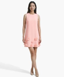 Sleeveless Shift silhouette Dress with Rosette Detail