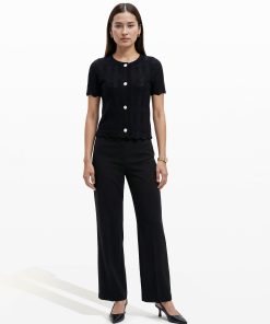 Button Front Zigzag Pointelle Cardigan