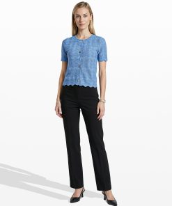 Button Front Zigzag Pointelle Cardigan