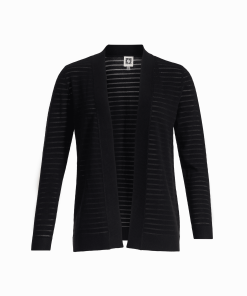 Petite Sheer Stripe Open Front Cardigan