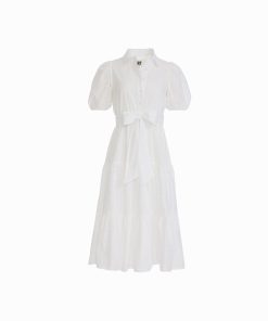 Petite Puff Sleeve Tiered Shirt Dress