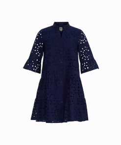 Tiered Shirt Dress with Stand Collar