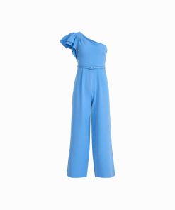 One Shoulder Ruffle Detail Sleeve Jumpsuit