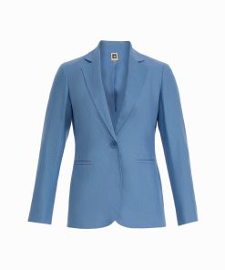 One-Button Notch Lapel Linen Blend Jacket