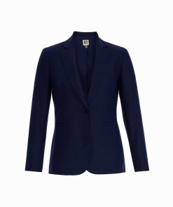 One-Button Notch Lapel Linen Blend Jacket