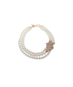 Leaf Faux Pearl Collar Necklace