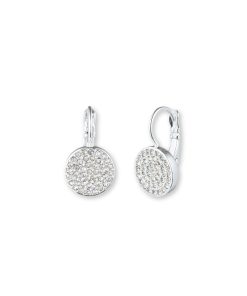Silver Pave Drop Earrings