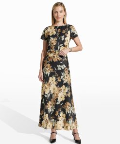 Bias Flared Floral Midi Skirt