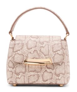 Faux Snake Mini Top Handle Flap with Detachable Strap