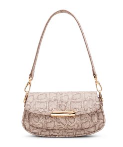 Faux Snake Sculpted Plaque East West Shoulder Bag