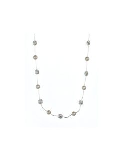 Fireball Faux Pearl Station Link Necklace