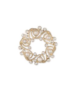 Faux Pearl Wreath Brooch
