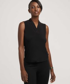 Petite V-Neck Triple Pleat Top