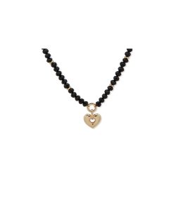 Heart Motif Pendant - Gold/Jet