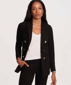 Faux Mini Double Breasted Blazer With Patch Pockets