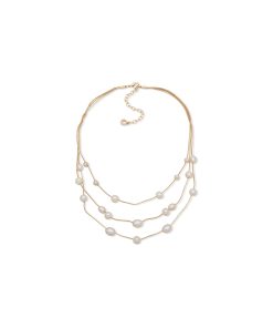 16IN Stone Statement Multirow Necklace